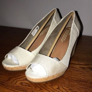 TOMS Stella Peep Toe Wedge - Natural Yarn Dye